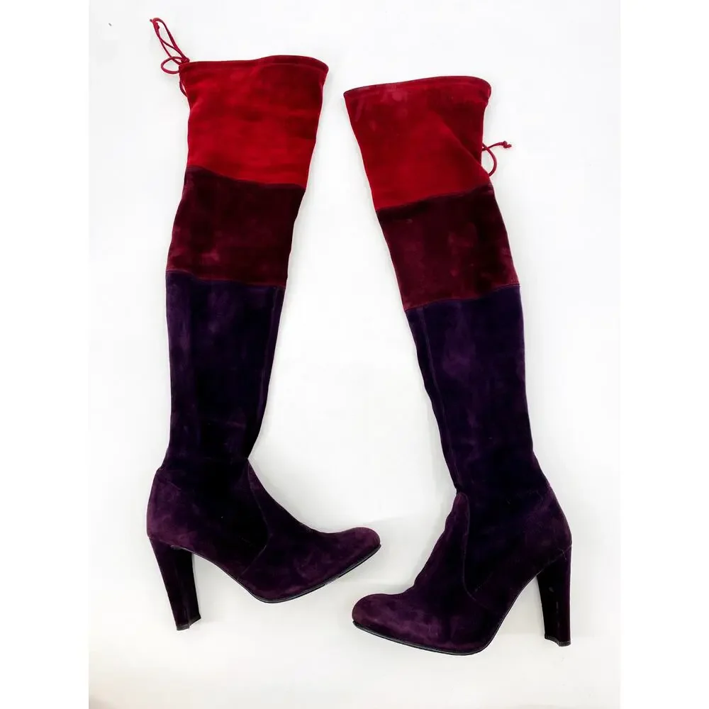 STUART WEITZMAN Troika Colorblock Suede Over-the-knee Boots
